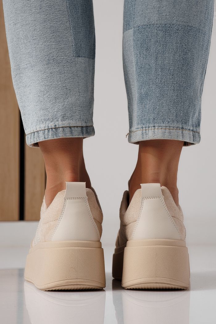 Adidasi dama bej din piele ecologica intoarsa Diana #24302