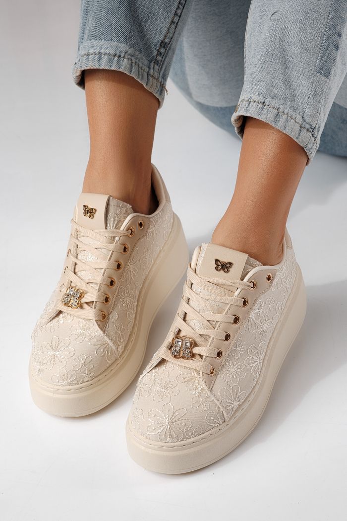 Adidasi dama bej din material textil Carla #24291