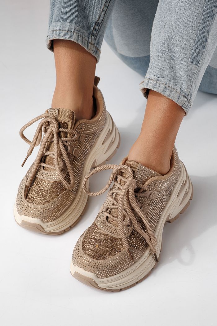 Adidasi dama khaki din material textil Eliza #24309