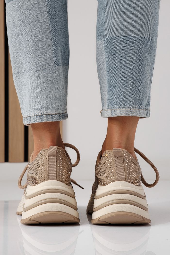 Adidasi dama khaki din material textil Eliza #24309