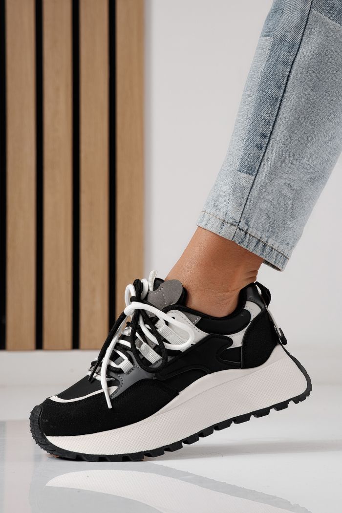 Női fekete sportcipő ekológikus bőrből Missy #24238