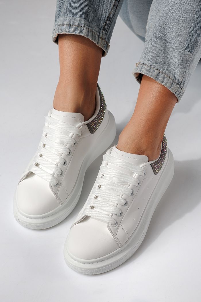 Női fehér sportcipő ekológikus bőrből Raya #24235