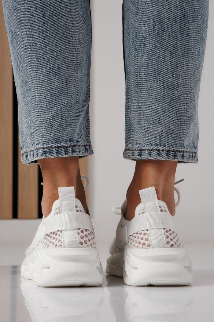 Adidasi dama albi din material textil Florentina #24313