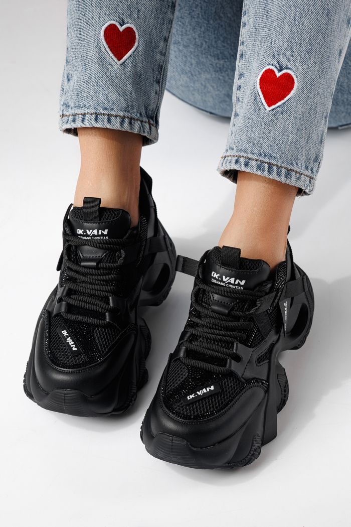 Női fekete sportcipő ekológikus bőrből Zaira #24231