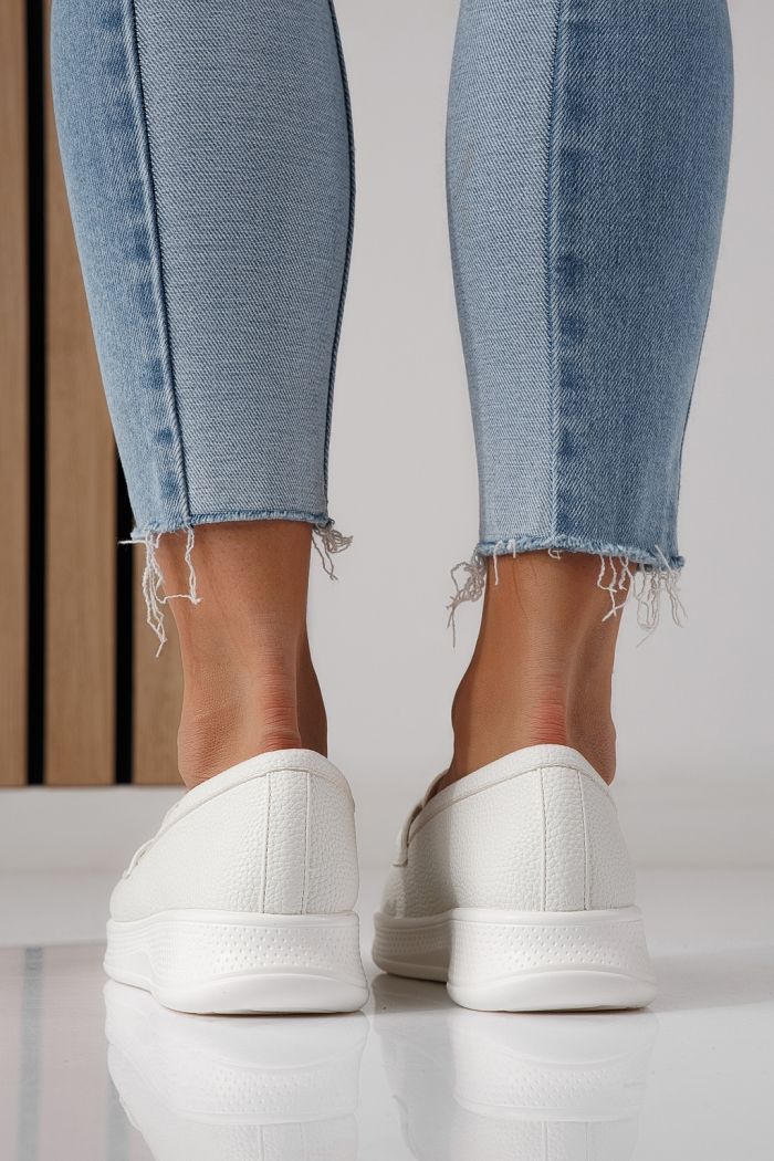 Pantofi casual dama albi din piele ecologica Rania #24272