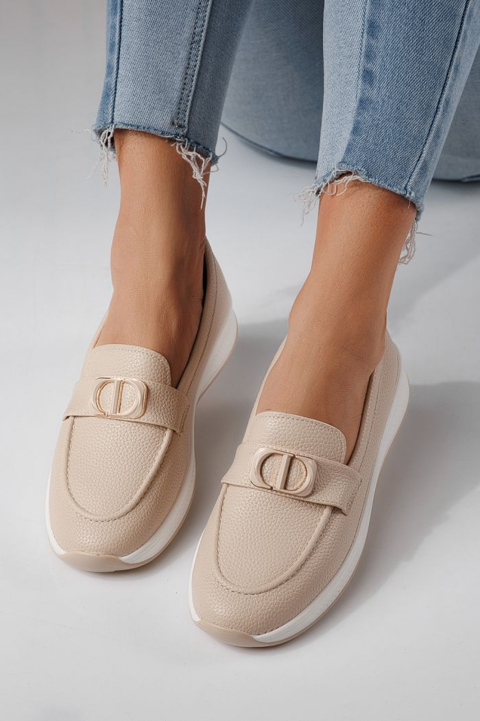 Pantofi casual dama bej din piele ecologica Rania #24274