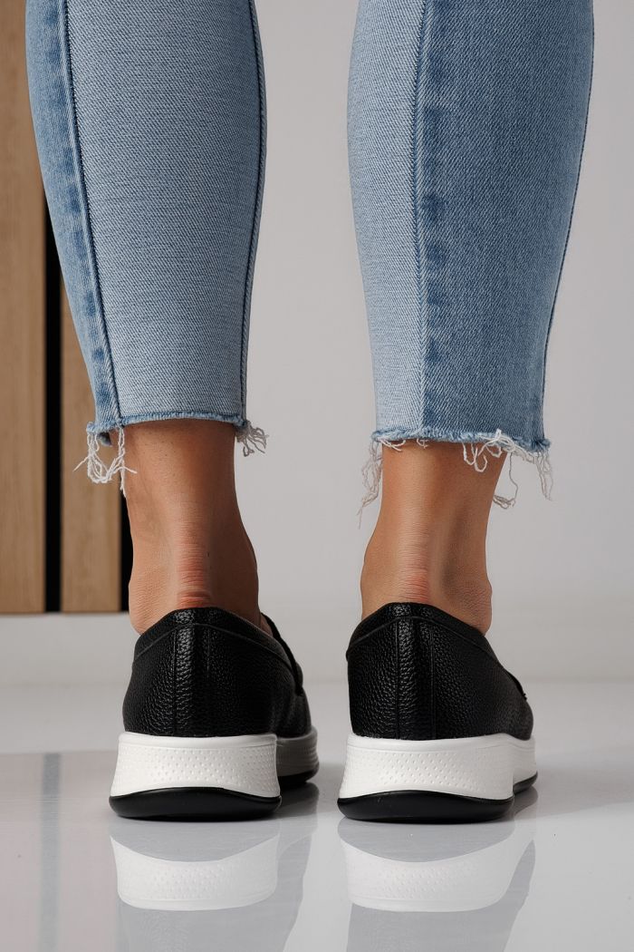 Pantofi casual dama negri din piele ecologica Rania #24273