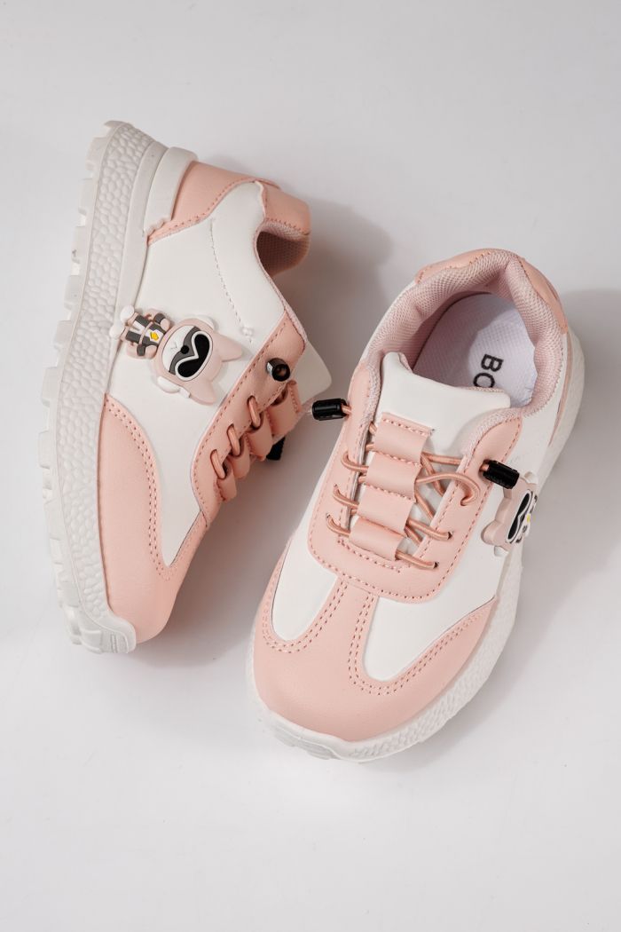 Adidasi copii roz din piele ecologica Ana #24386