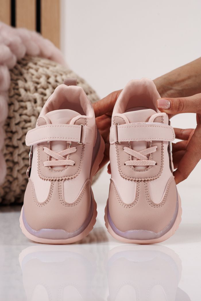 Adidasi copii roz din piele ecologica Luna #24333