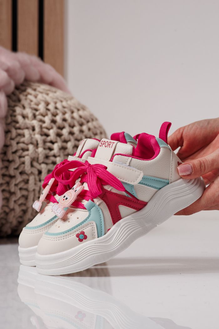 Adidasi copii roz din piele ecologica Bubu #24340