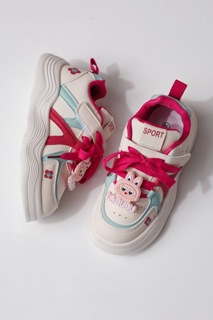 Adidasi copii roz din piele ecologica Bubu #24337