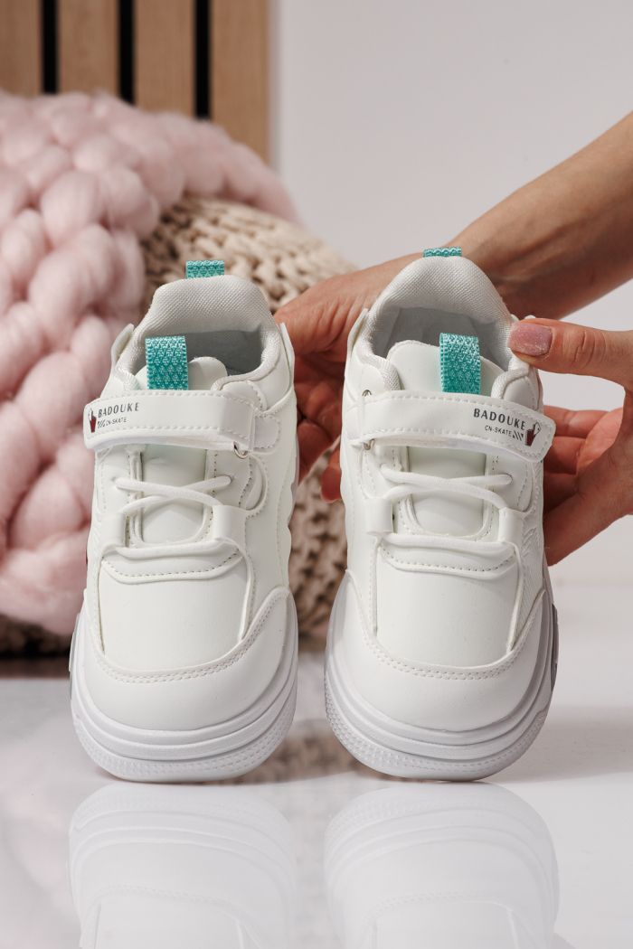 Adidasi copii albi din piele ecologica Iris #24344