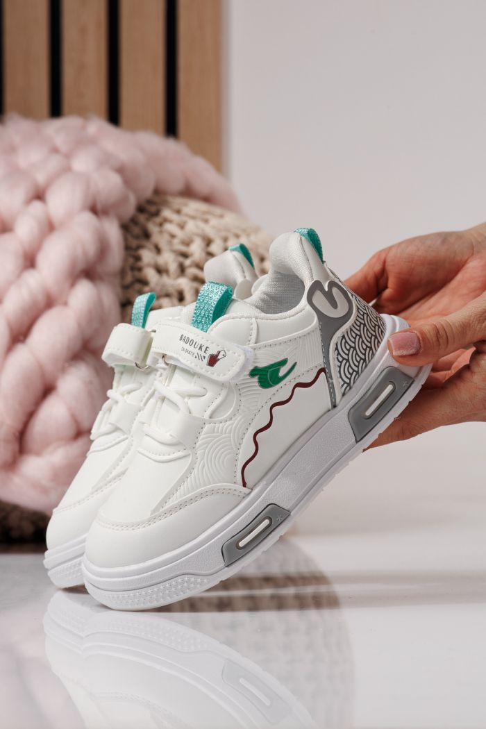 Adidasi copii albi din piele ecologica Iris #24341