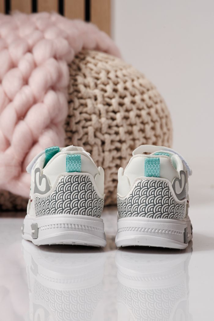 Adidasi copii albi din piele ecologica Iris #24341