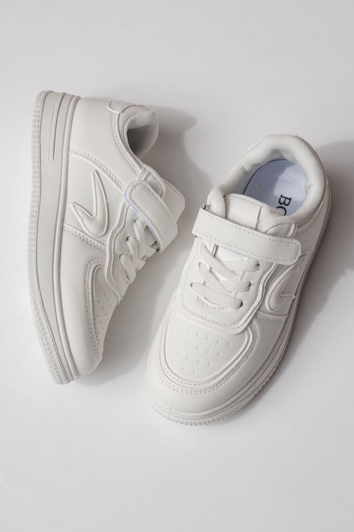 Adidasi copii albi din piele ecologica Ema  #24328