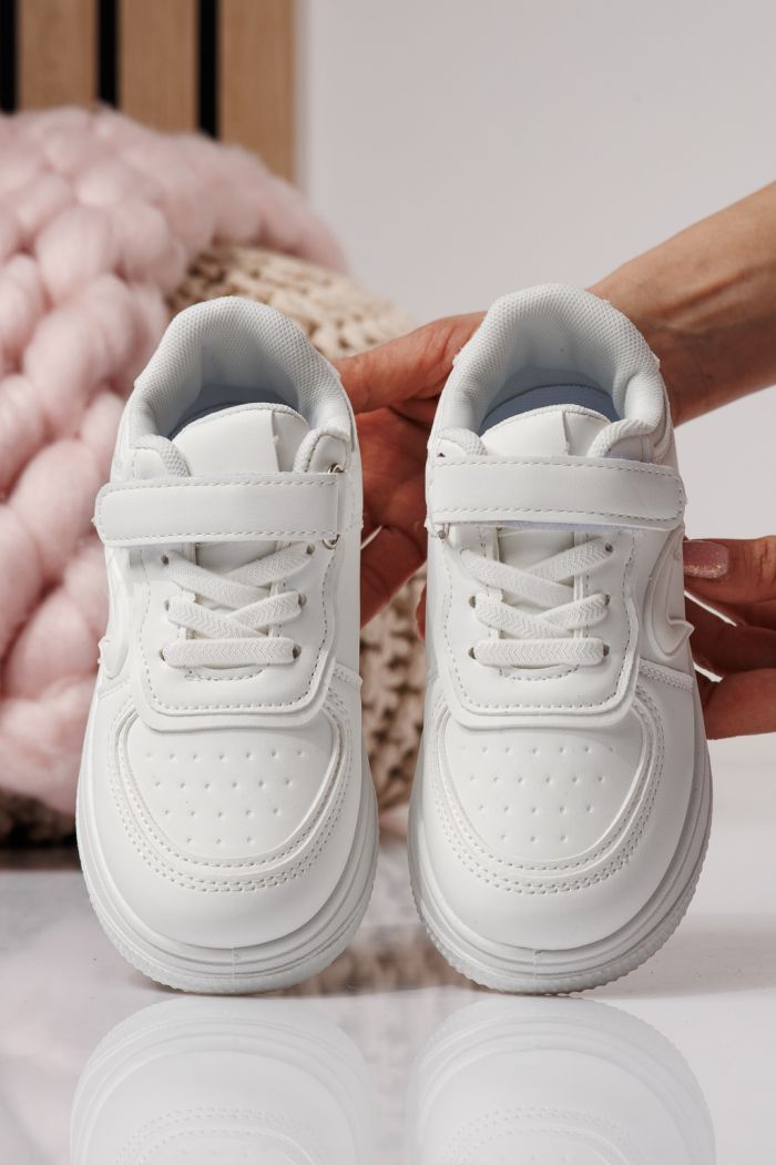 Adidasi copii albi din piele ecologica Ema  #24328