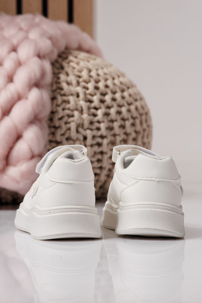 Adidasi copii albi din piele ecologica Isabella #24360