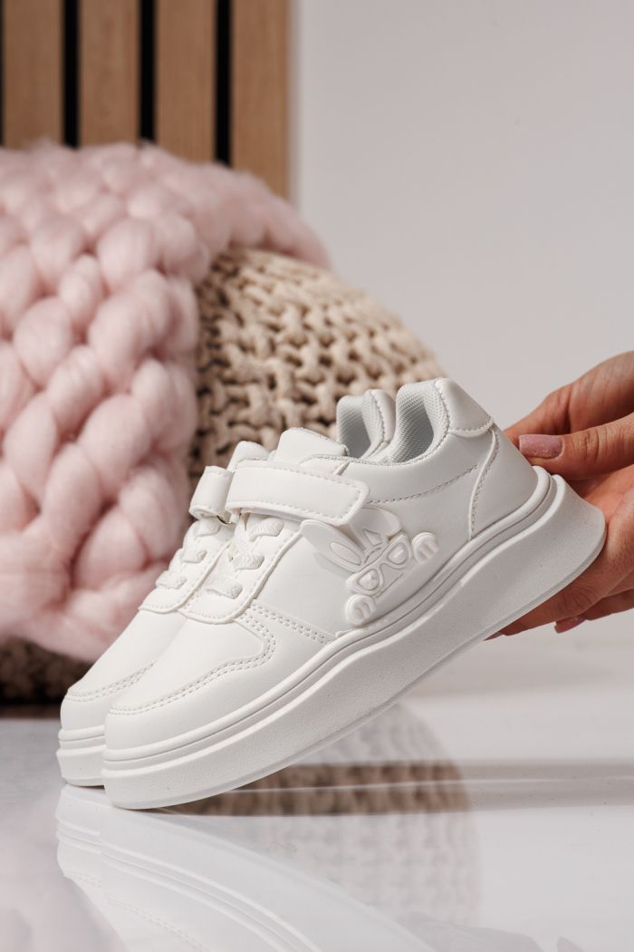 Adidasi copii albi din piele ecologica Zaria #24377