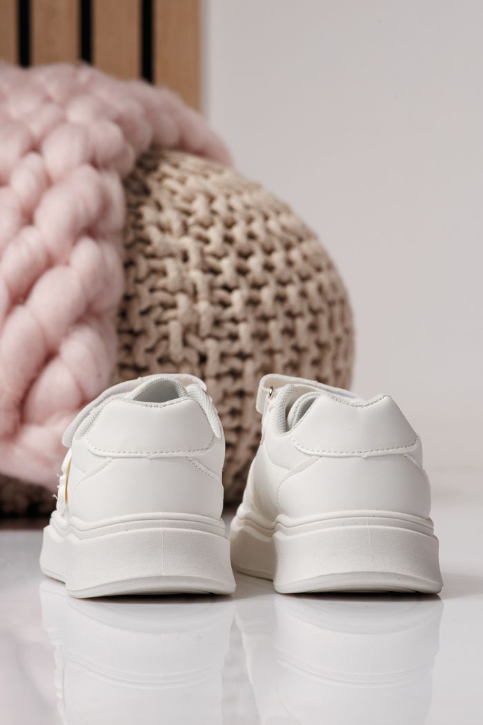 Adidasi copii albi din piele ecologica Zaria #24379