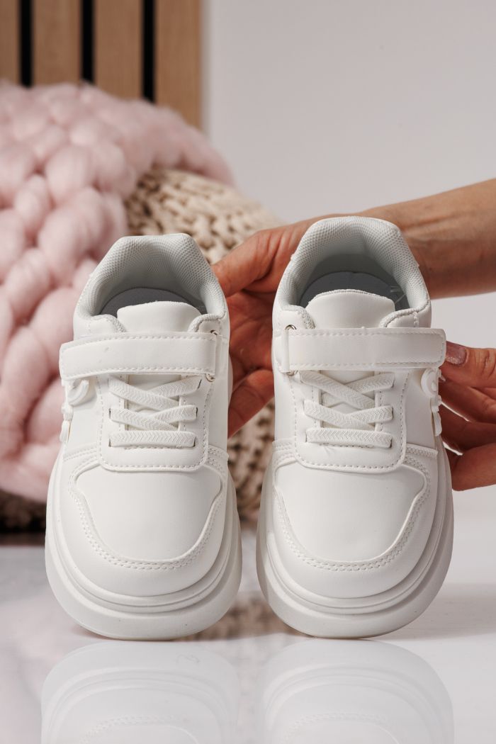 Adidasi copii albi din piele ecologica Zaria #24379