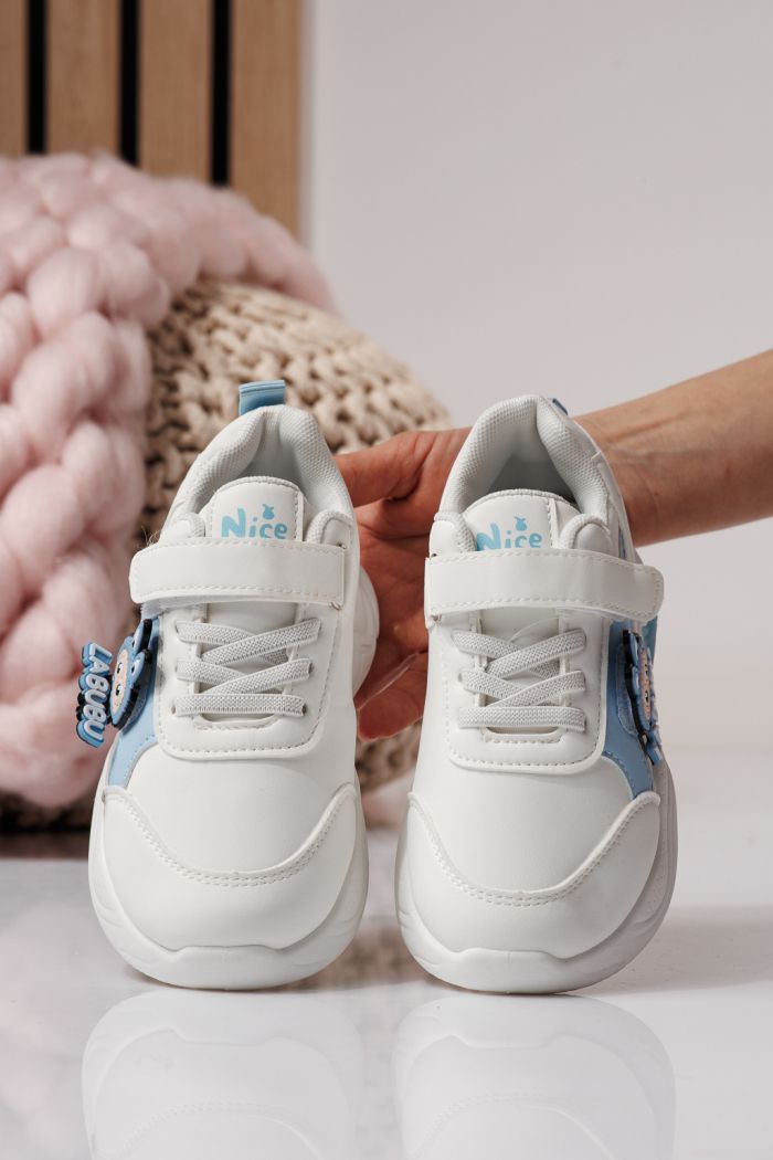 Adidasi copii albastri din piele ecologica Bubu #24376