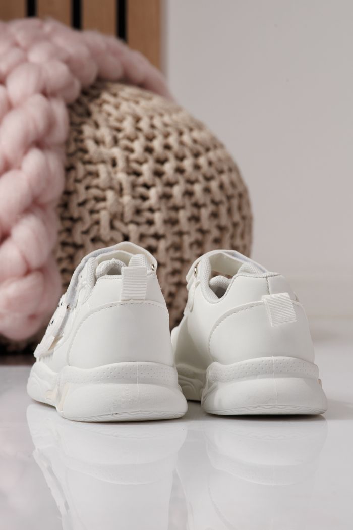 Adidasi copii albi din piele ecologica Bubu #24375