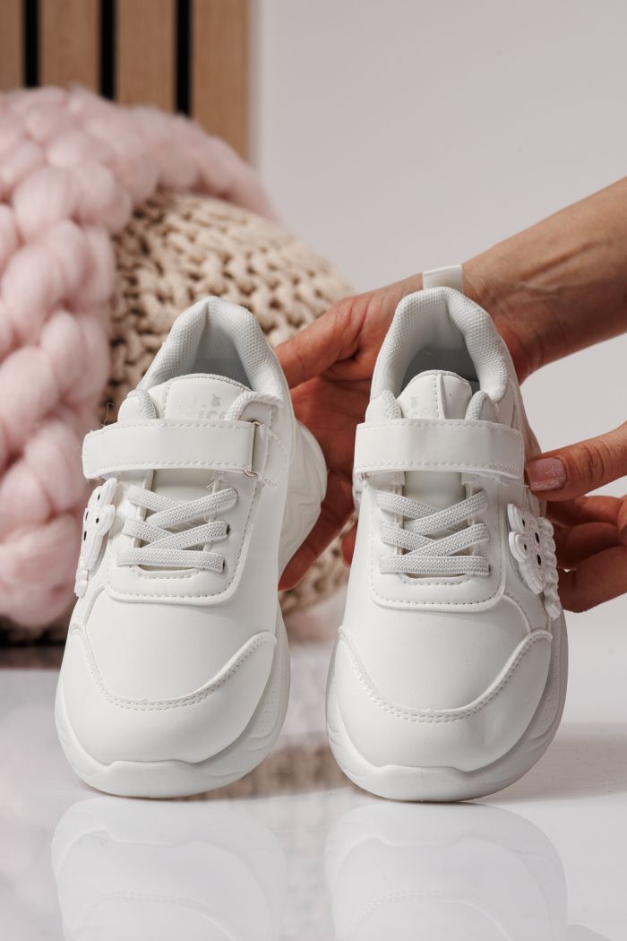 Adidasi copii albi din piele ecologica Bubu #24375