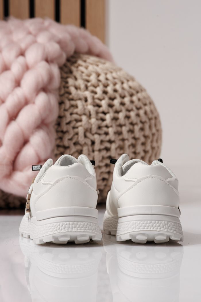 Adidasi copii albi din piele ecologica Ana #24381