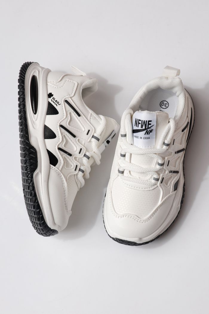 Adidasi copii albi din piele ecologica Calista #24365