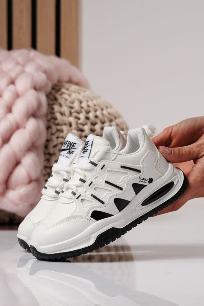 Adidasi copii albi din piele ecologica Calista #24365