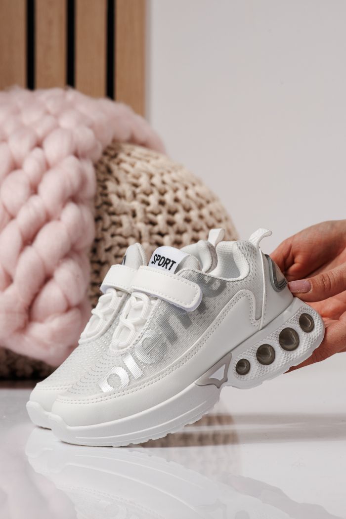 Adidasi copii albi din material textil Freya #24348