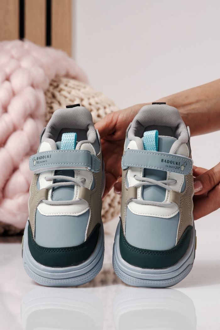 Adidasi copii negri din piele ecologica Iris #24345