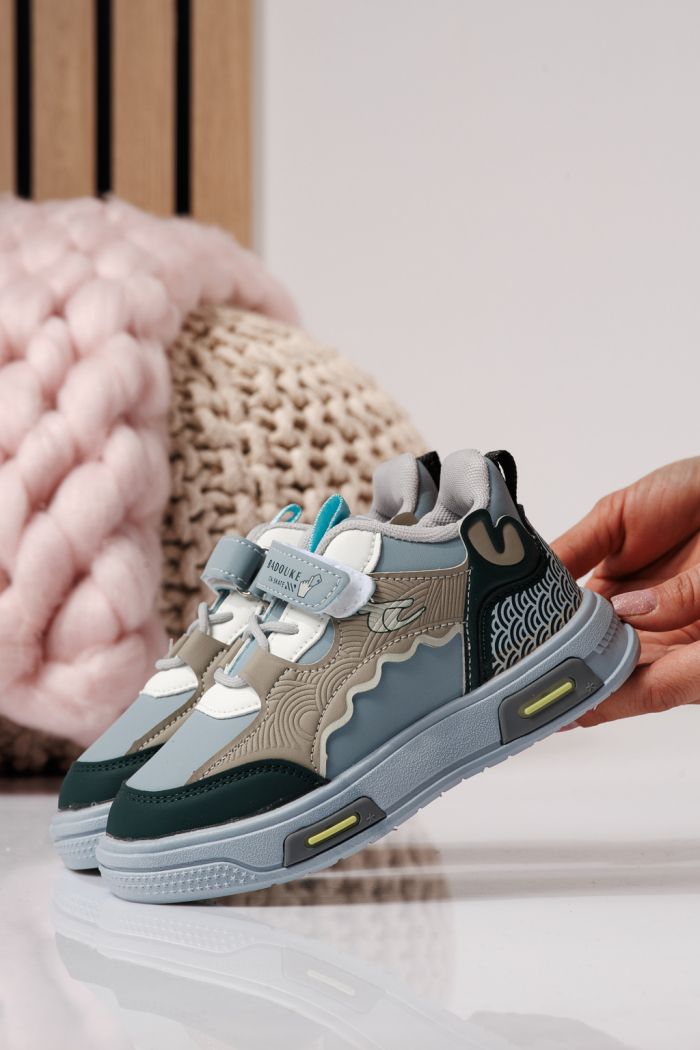 Adidasi copii negri din piele ecologica Iris #24343