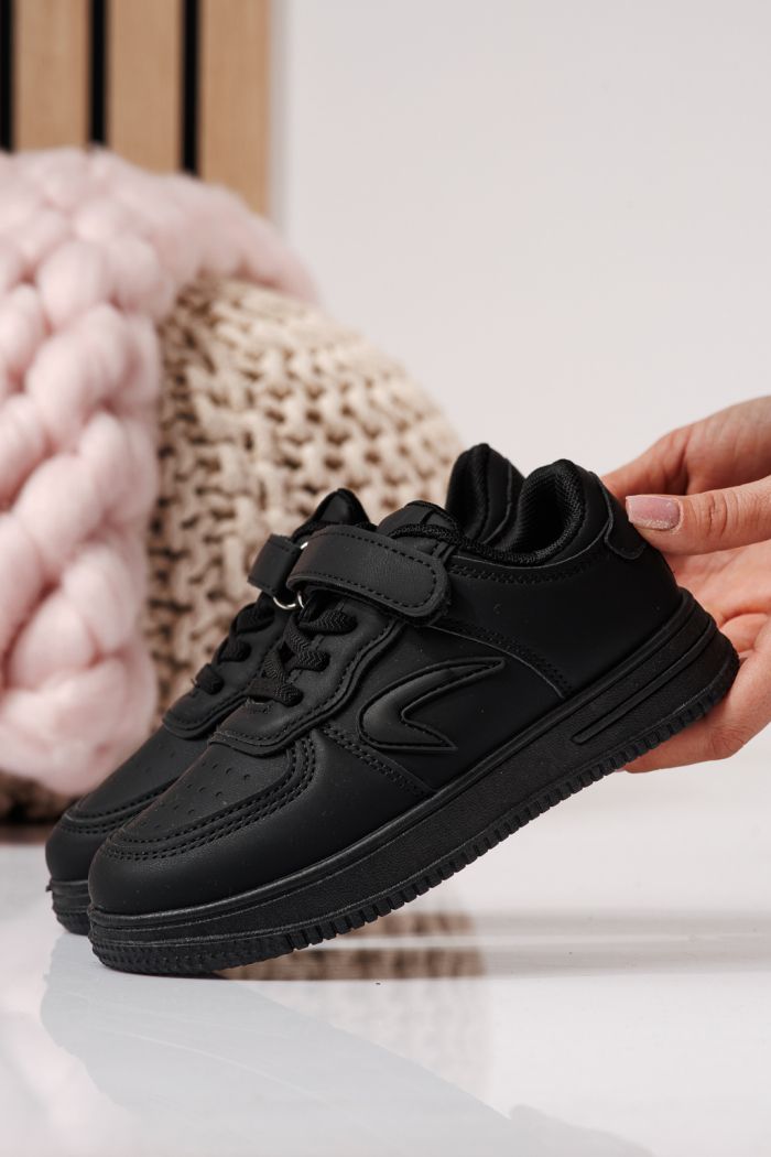 Adidasi copii negri din piele ecologica Ema  #24329