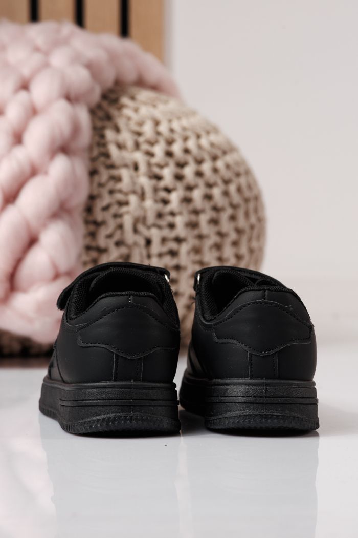 Adidasi copii negri din piele ecologica Ema  #24325