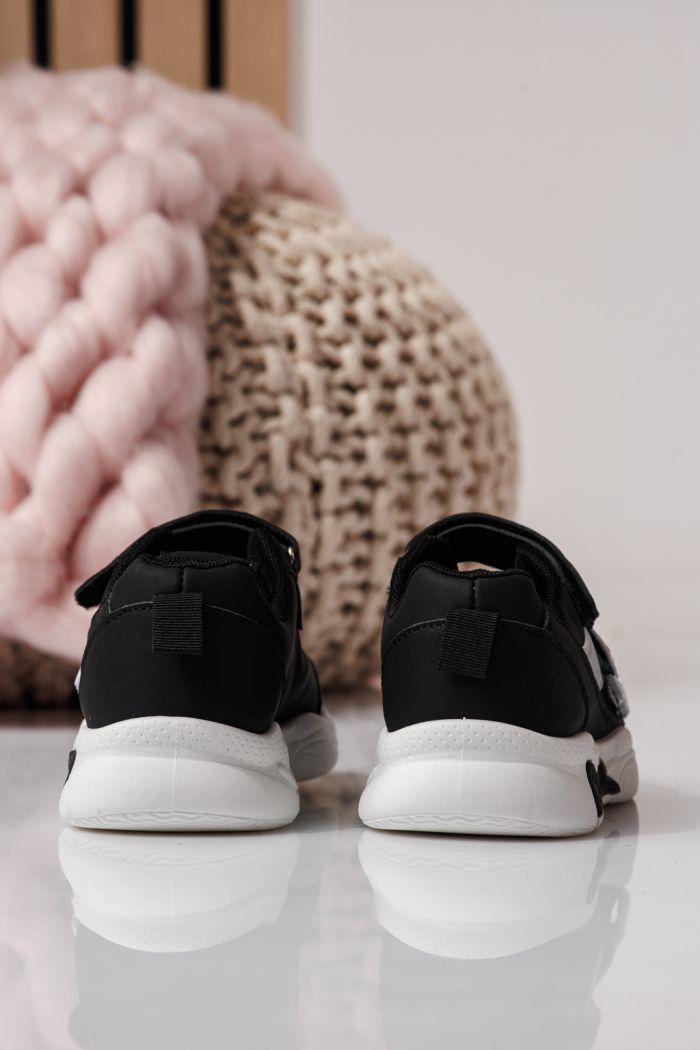 Adidasi copii negri din piele ecologica Bubu #24374