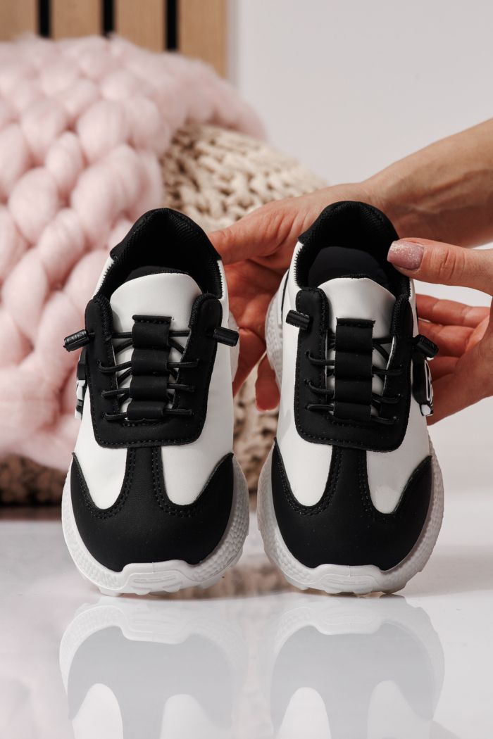 Adidasi copii negri din piele ecologica Ana #24383