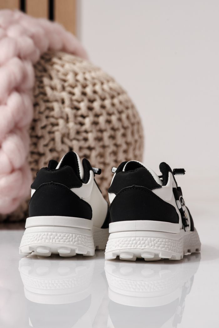 Adidasi copii negri din piele ecologica Ana #24385