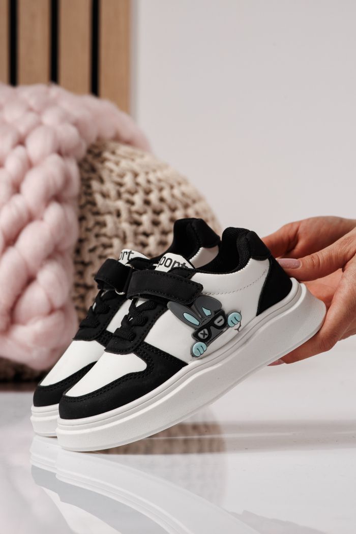 Adidasi copii negri din piele ecologica Zaria #24378