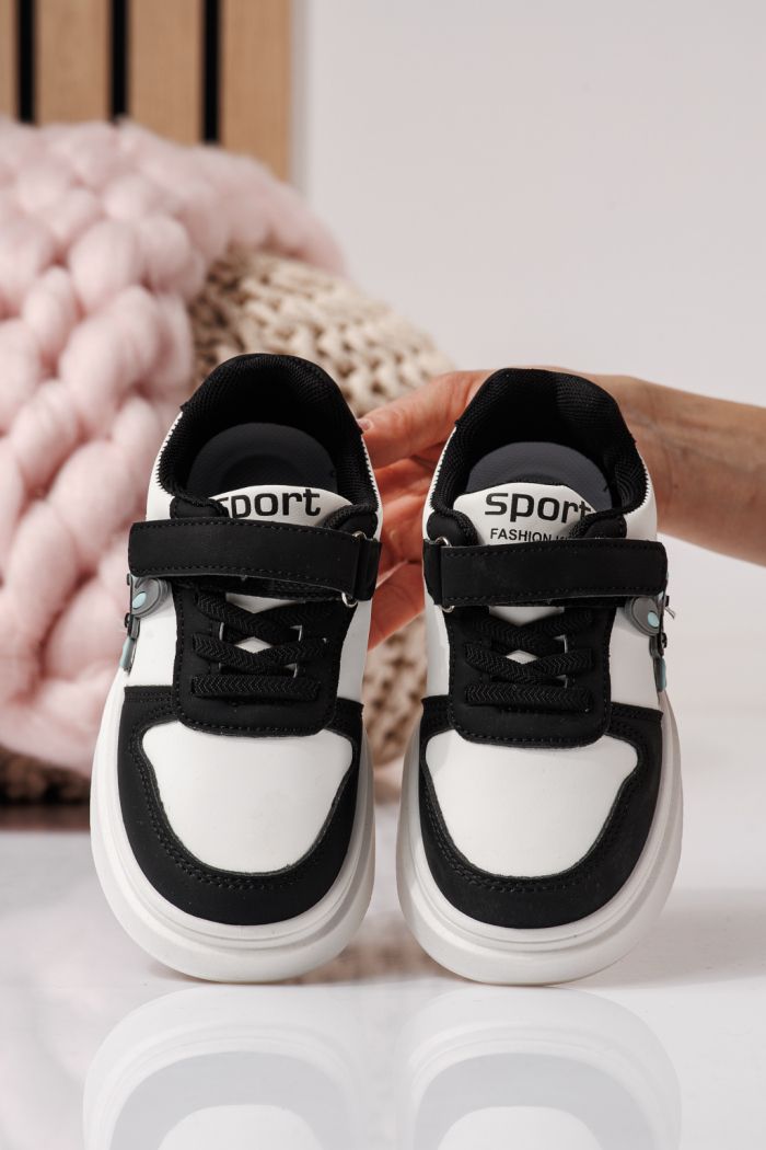 Adidasi copii negri din piele ecologica Zaria #24378