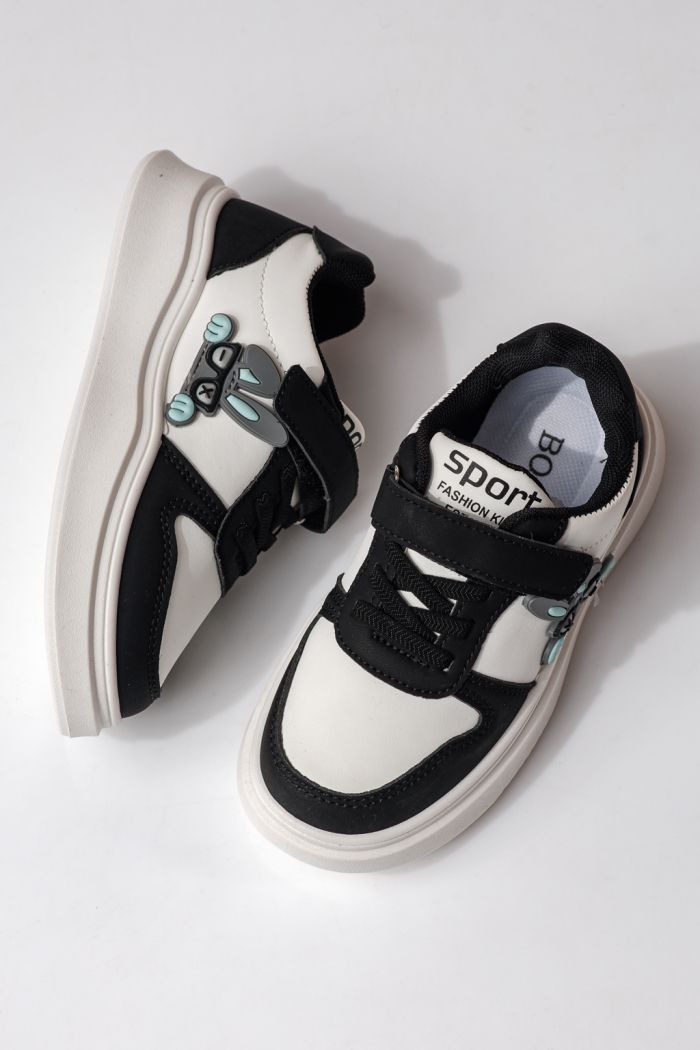 Adidasi copii negri din piele ecologica Zaria #24380