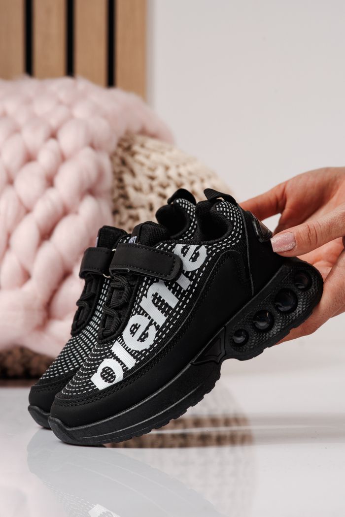 Adidasi copii negri din material textil Freya #24349