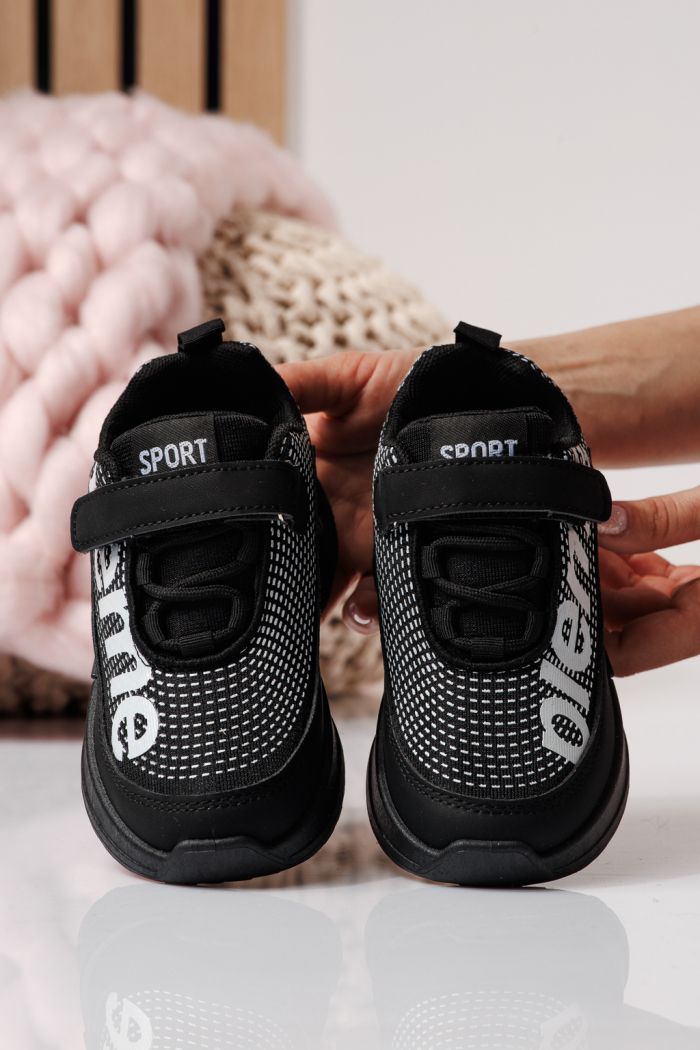 Adidasi copii negri din material textil Freya #24351