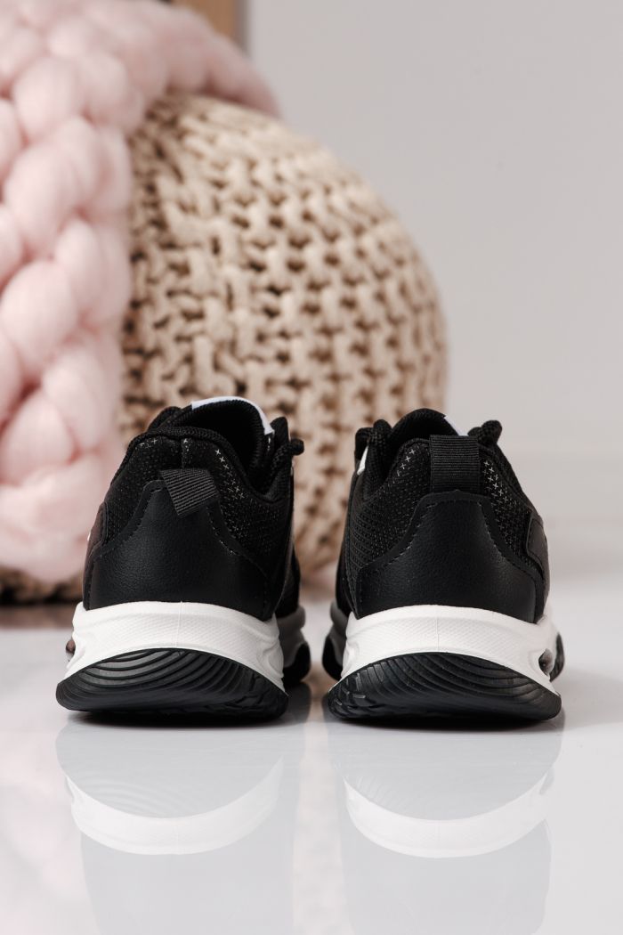 Adidasi copii negri din piele ecologica Calista #24369