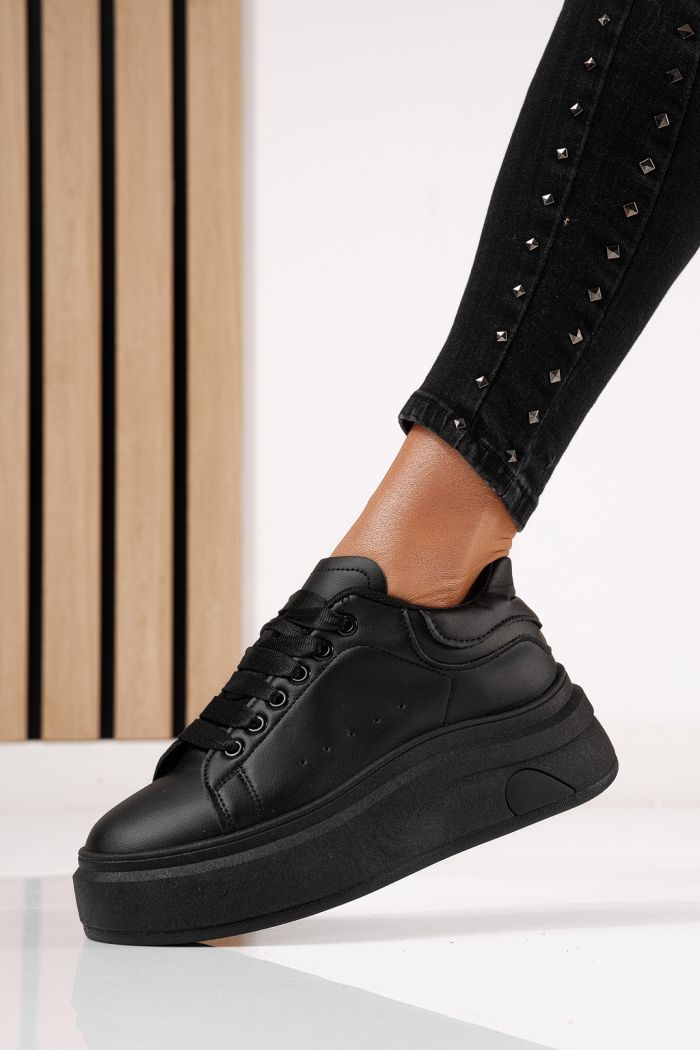 Adidasi dama negri din piele ecologica Anca #24287