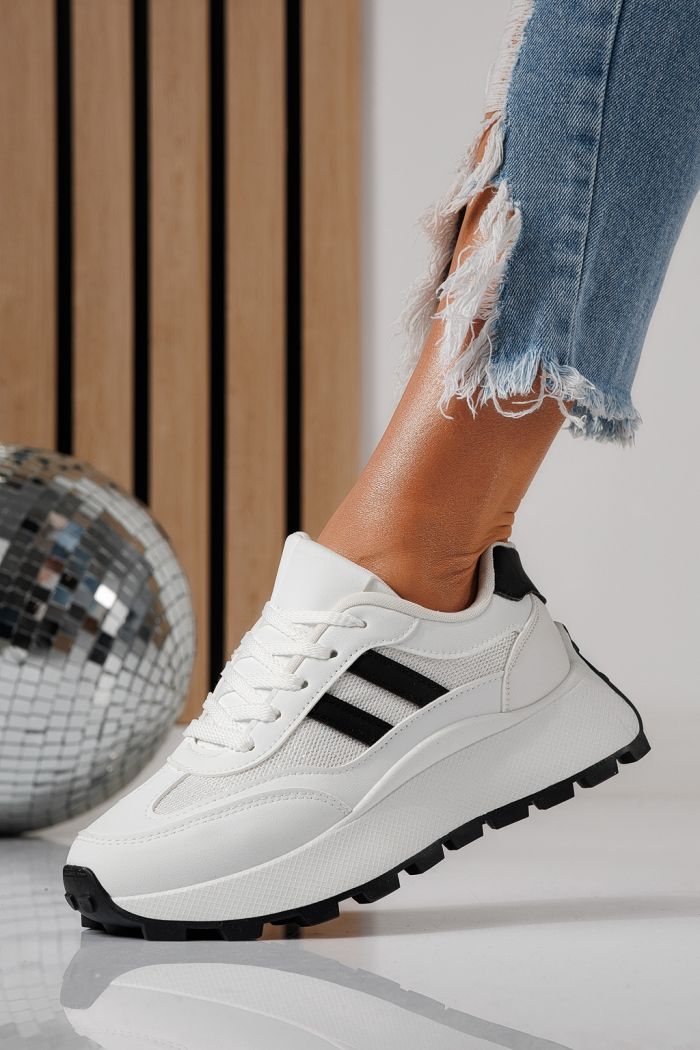 Adidasi dama albi din piele ecologica Mia #24317