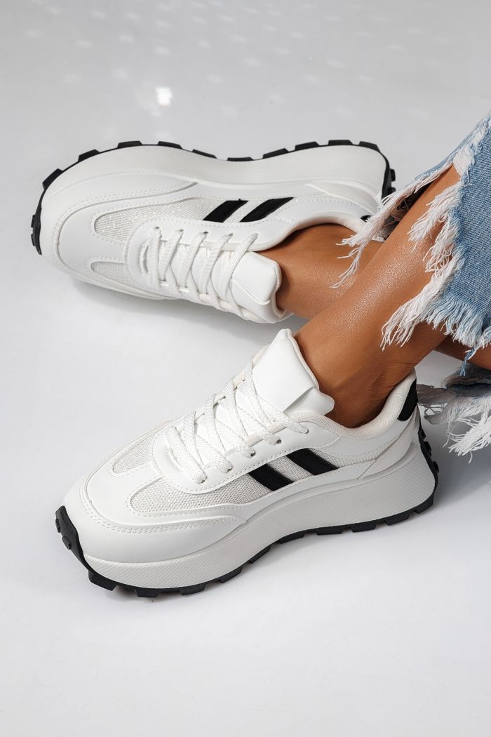 Adidasi dama albi din piele ecologica Mia #24317