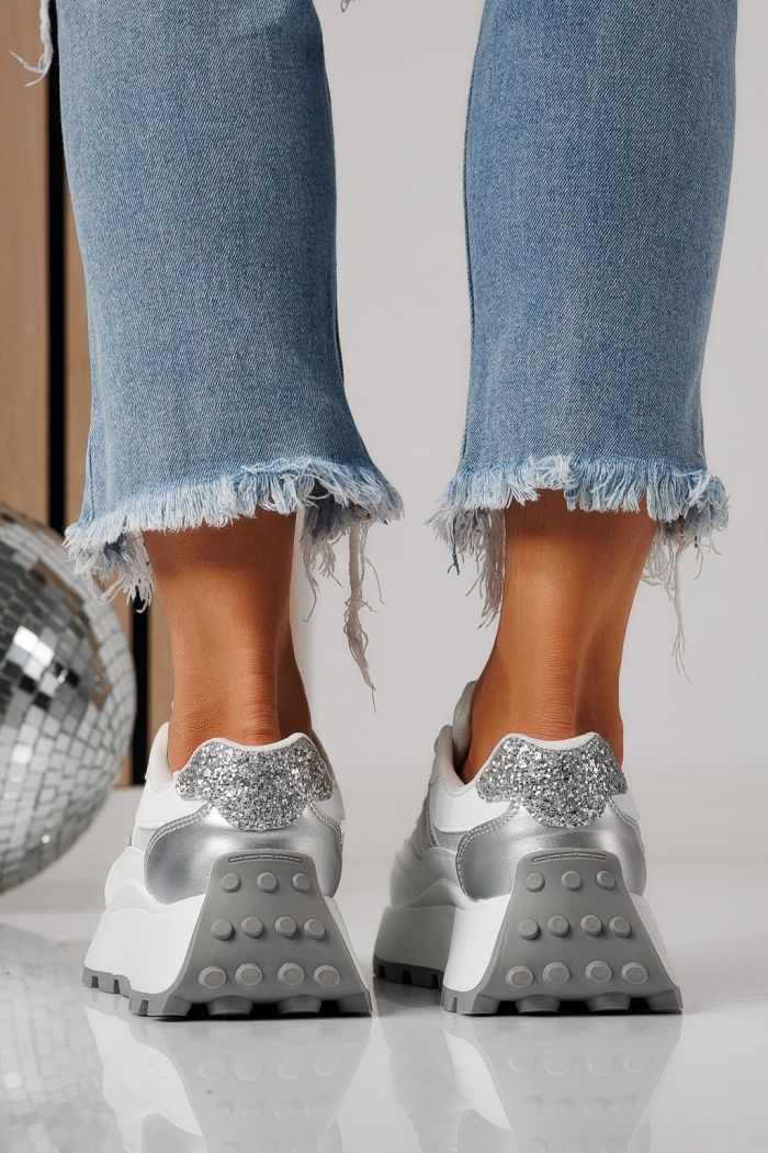 Adidasi dama argintii din piele ecologica Mia #24318