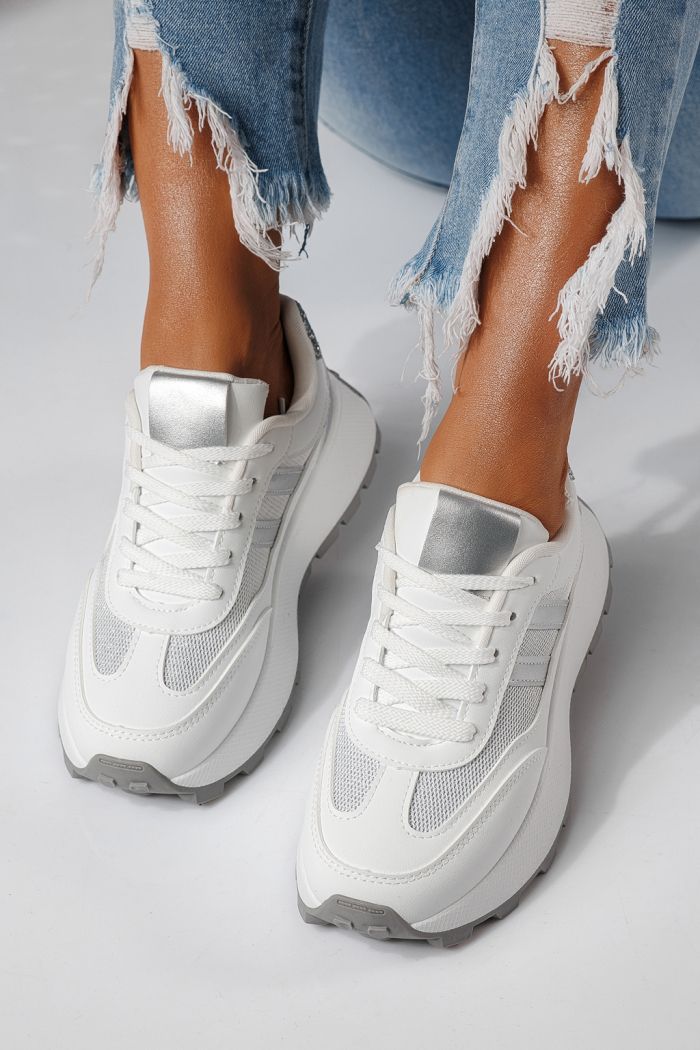 Adidasi dama argintii din piele ecologica Mia #24318