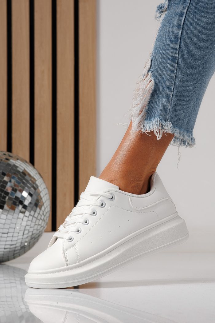 Adidasi dama albi din piele ecologica Sofia #24324